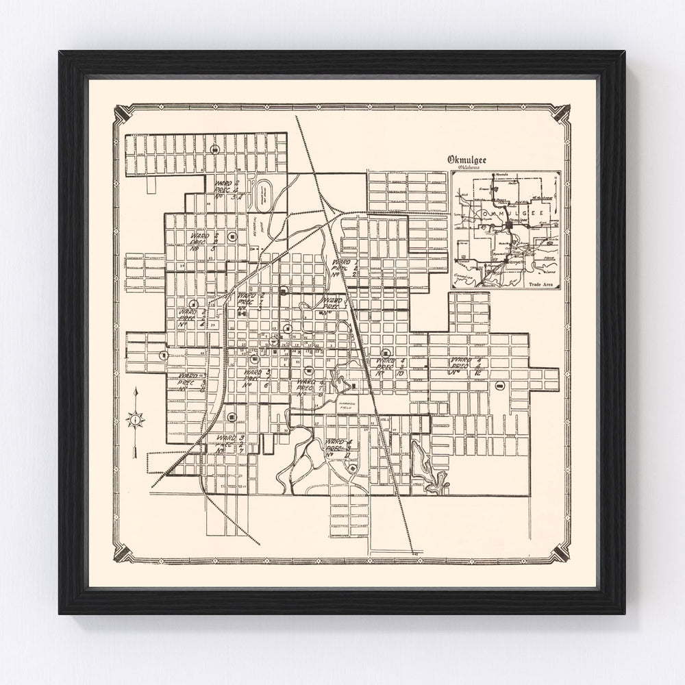 Okmulgee Vintage Map 1936
