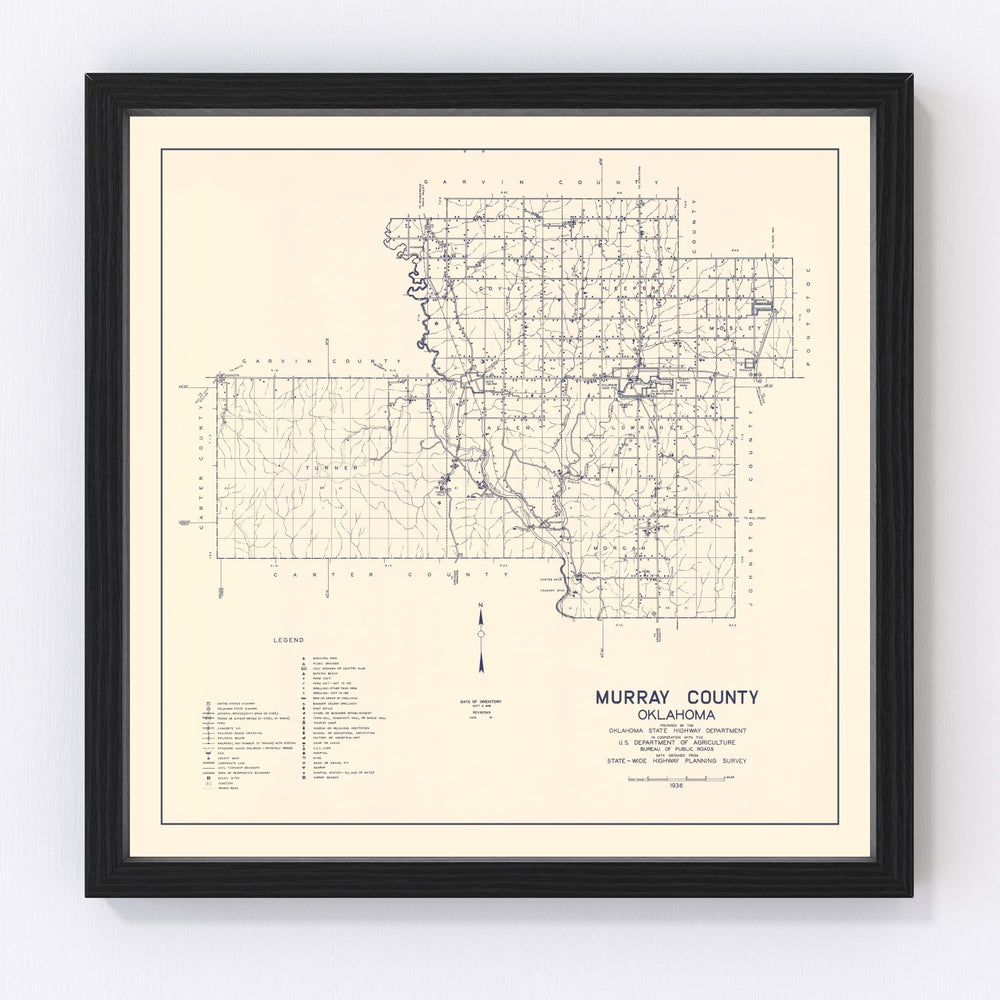 Murray County Vintage Map 1936