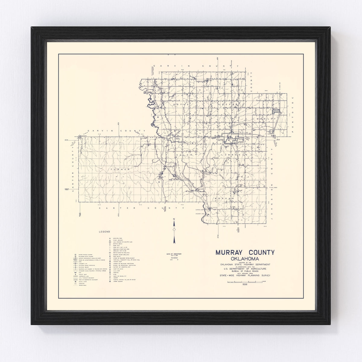 Murray County Vintage Map 1936