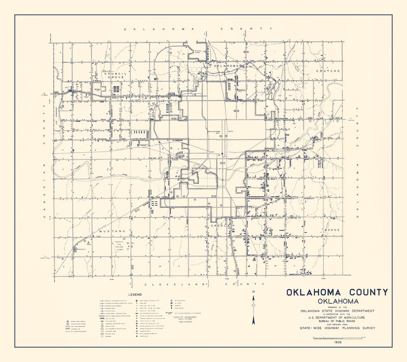 Size comparison using Vintage Map of Oklahoma County, Oklahoma 1936