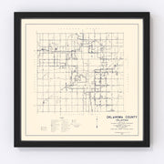 Oklahoma County Vintage Map 1936