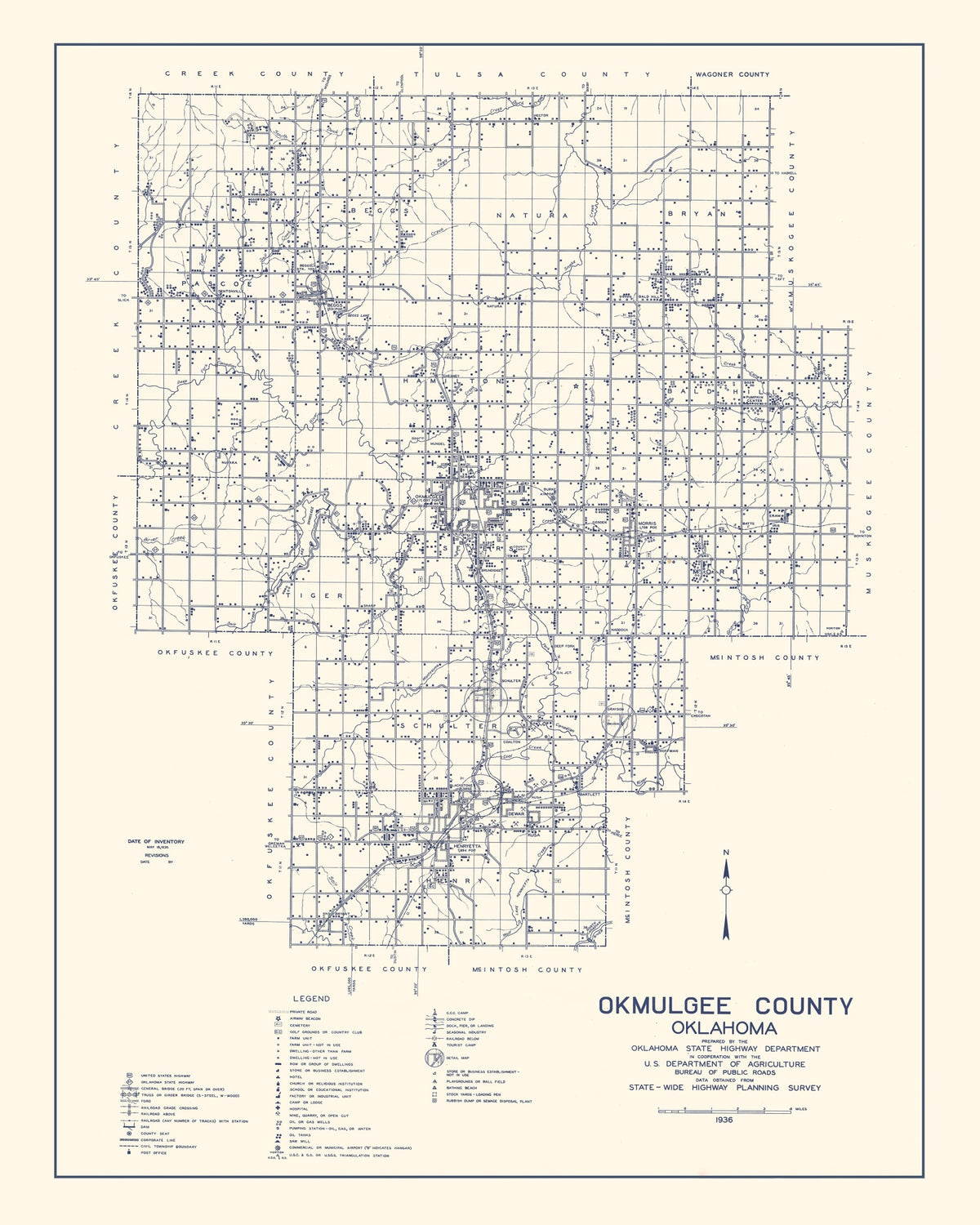Preview of Vintage Map of Okmulgee County, Oklahoma 1936