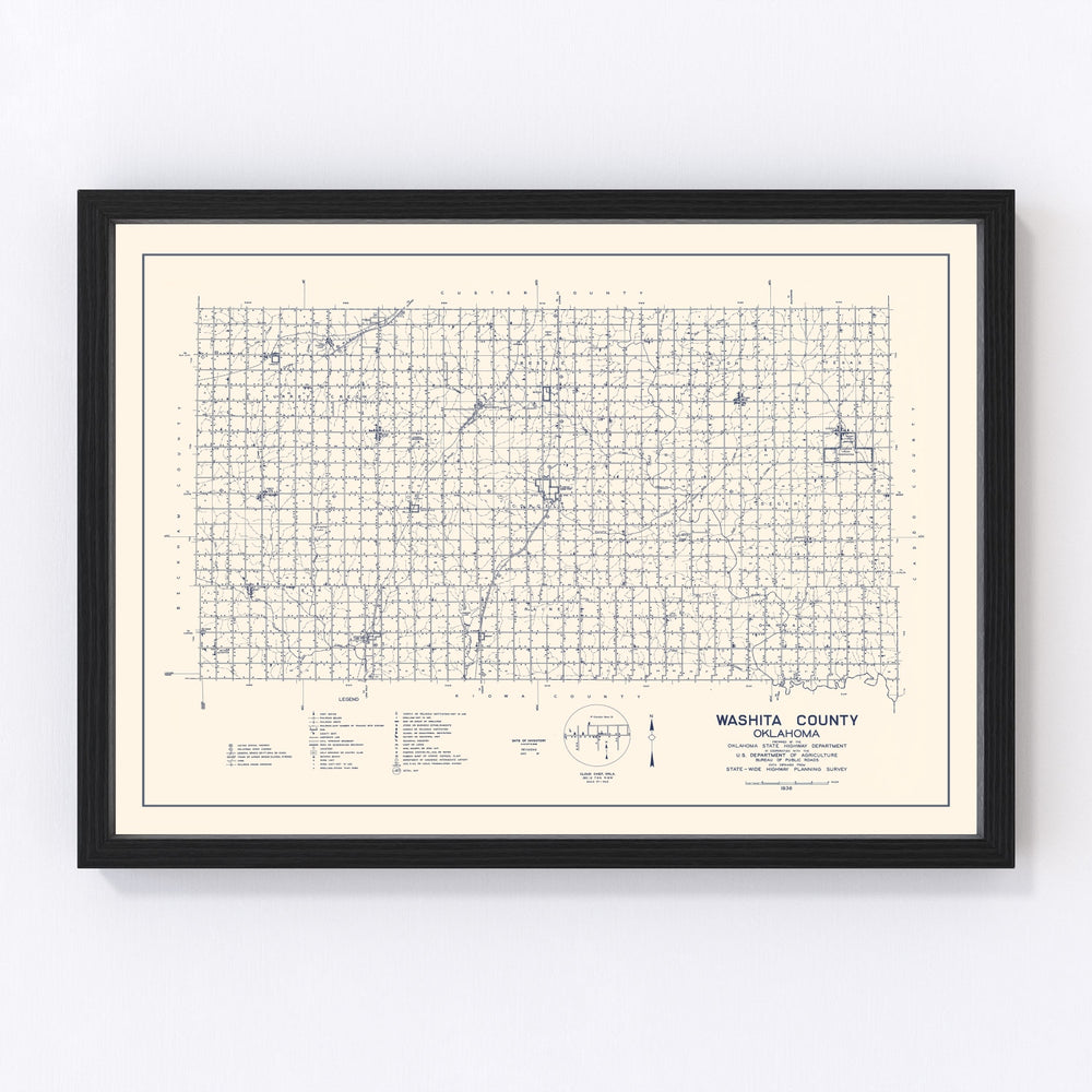 Washita County Vintage Map 1936