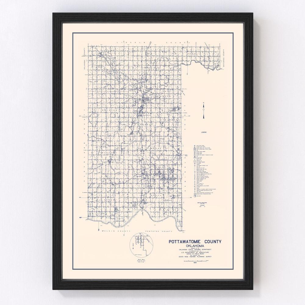 Pottawatomie County Vintage Map 1936