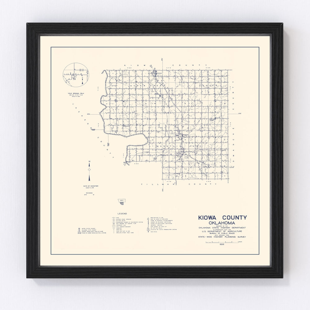 Kiowa County Vintage Map 1936