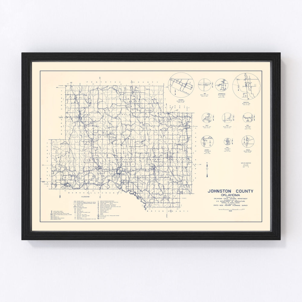Johnston County Vintage Map 1936
