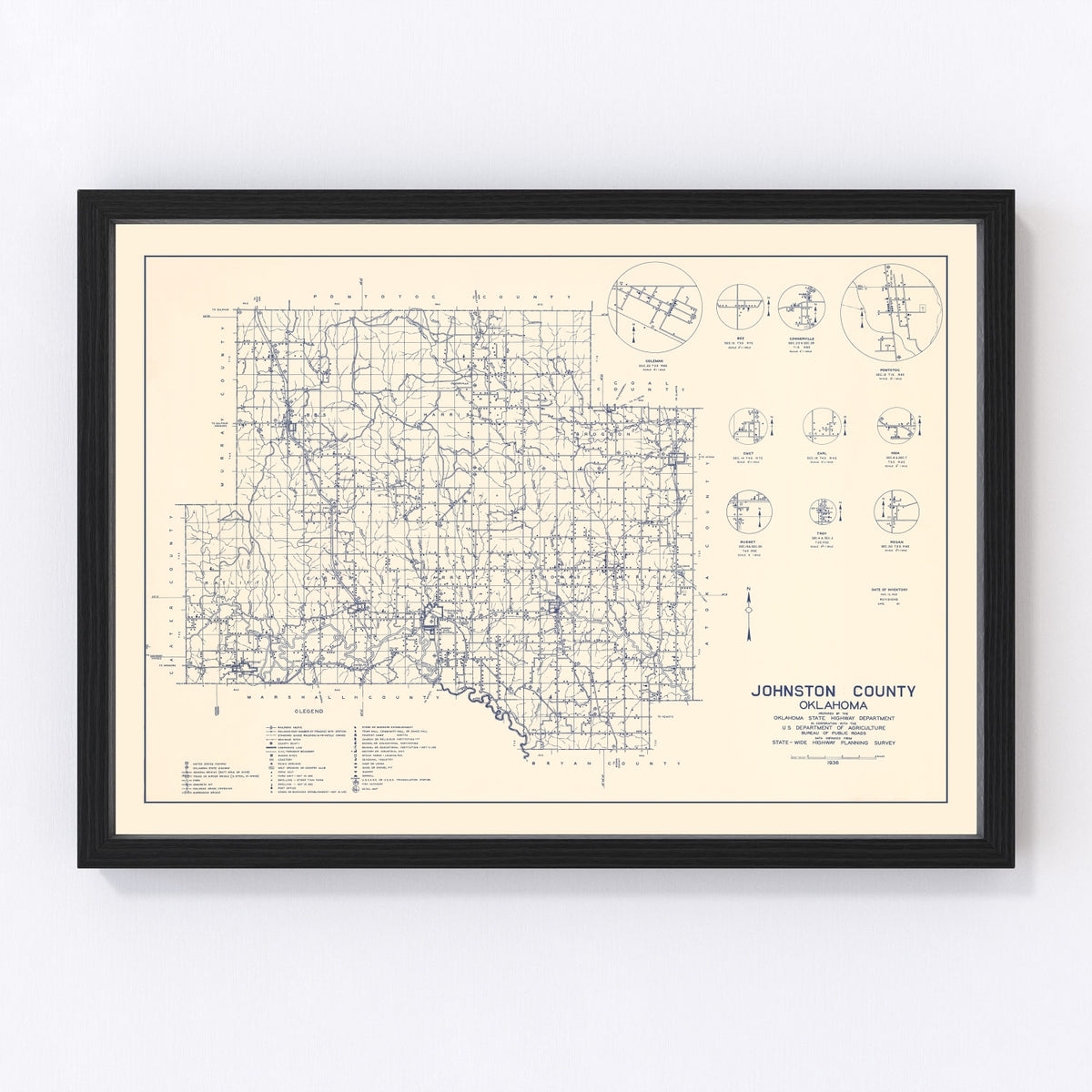 Johnston County Vintage Map 1936