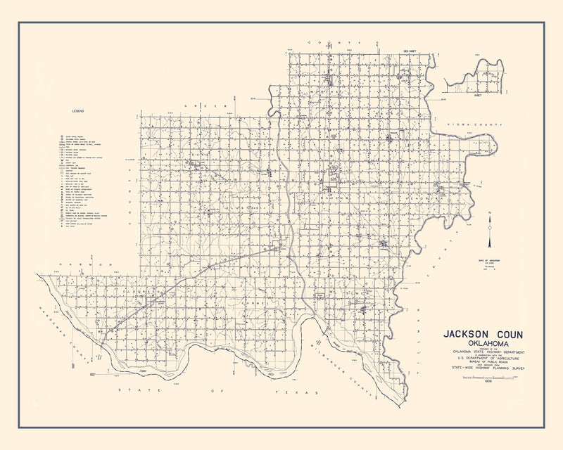 Size comparison using Vintage Map of Jackson County, Oklahoma 1936