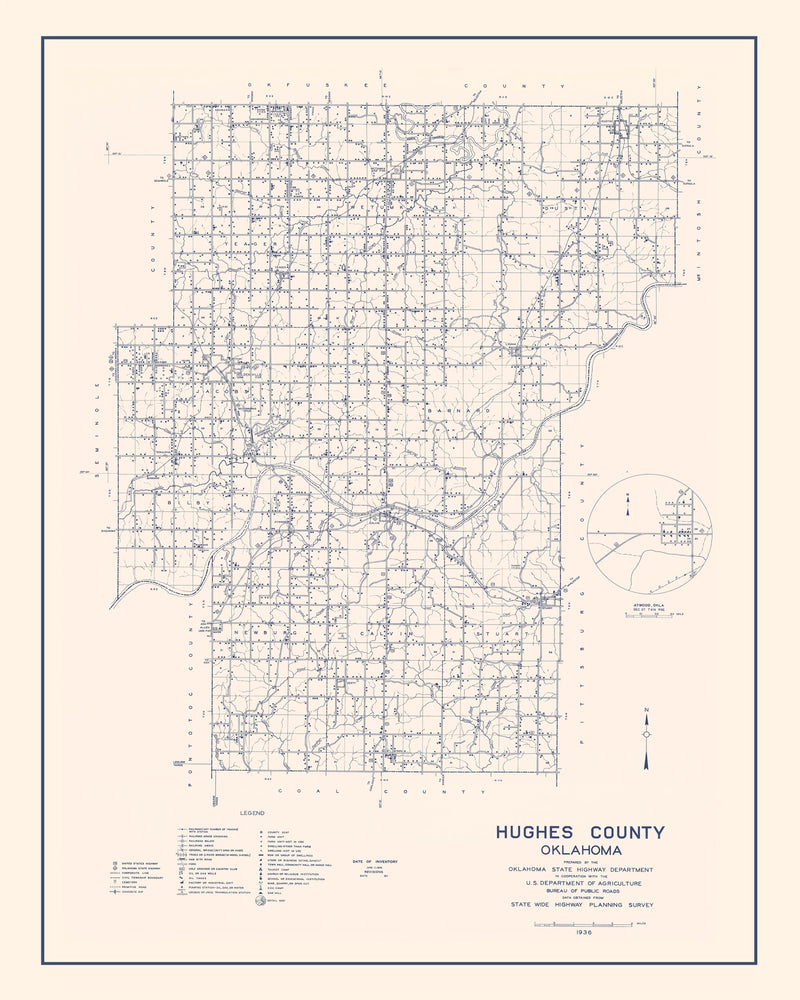 Size comparison using Vintage Map of Hughes County, Oklahoma 1936