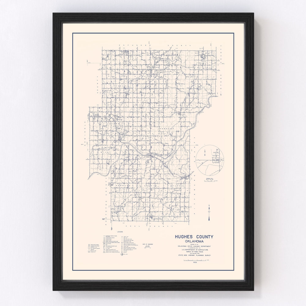 Hughes County Vintage Map 1936