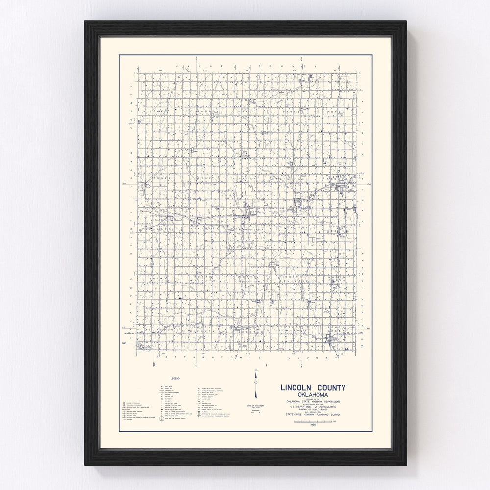 Lincoln County Vintage Map 1936