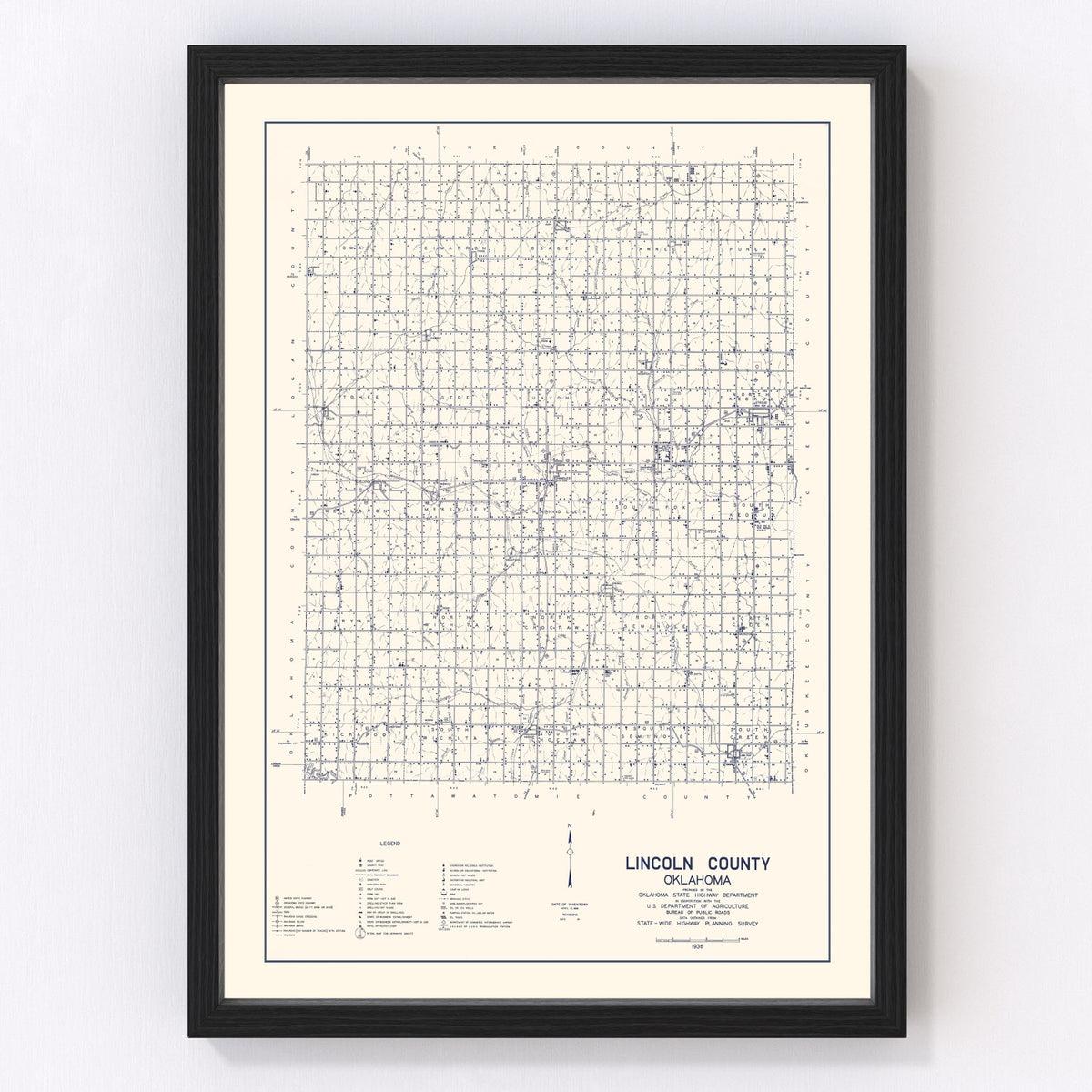 Lincoln County Vintage Map 1936