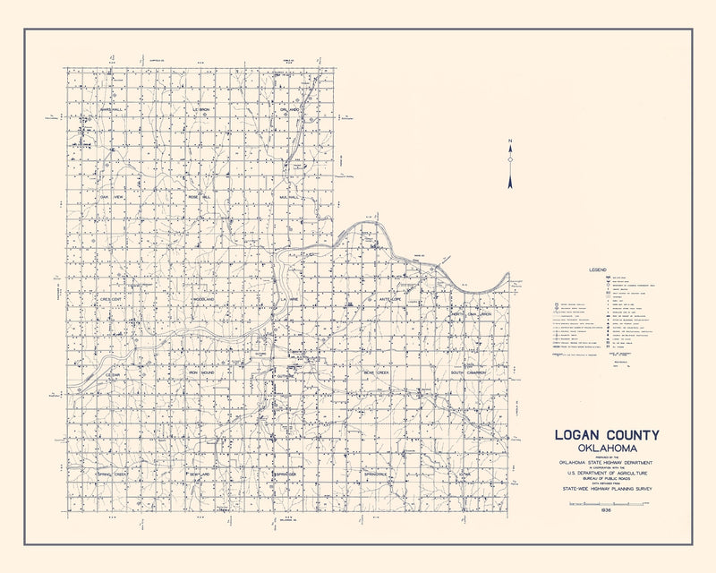 Size comparison using Vintage Map of Logan County, Oklahoma 1936