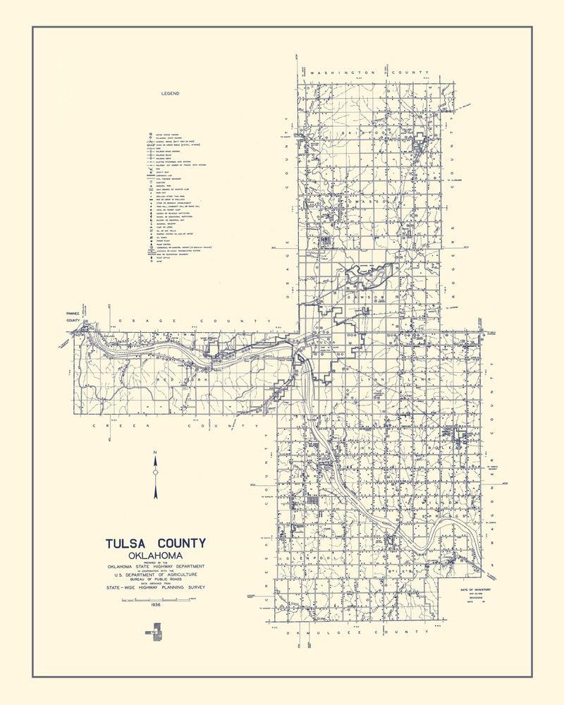 Size comparison using Vintage Map of Tulsa County, Oklahoma 1936