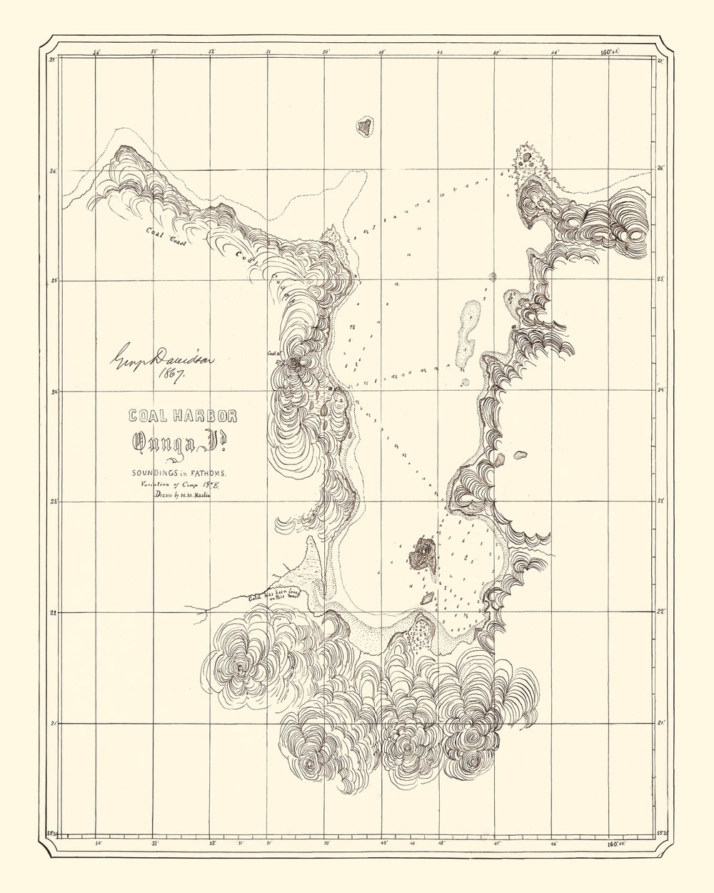 Vintage Coal Harbor Map 1867 print style example