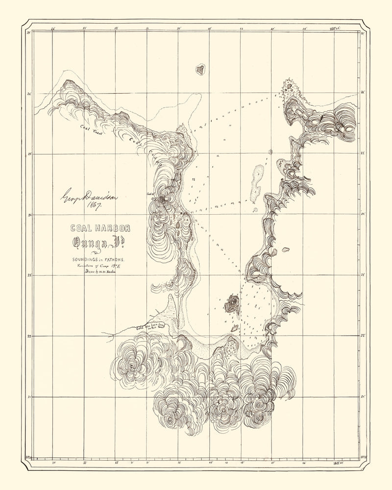 Size comparison using Vintage Coal Harbor Map 1867