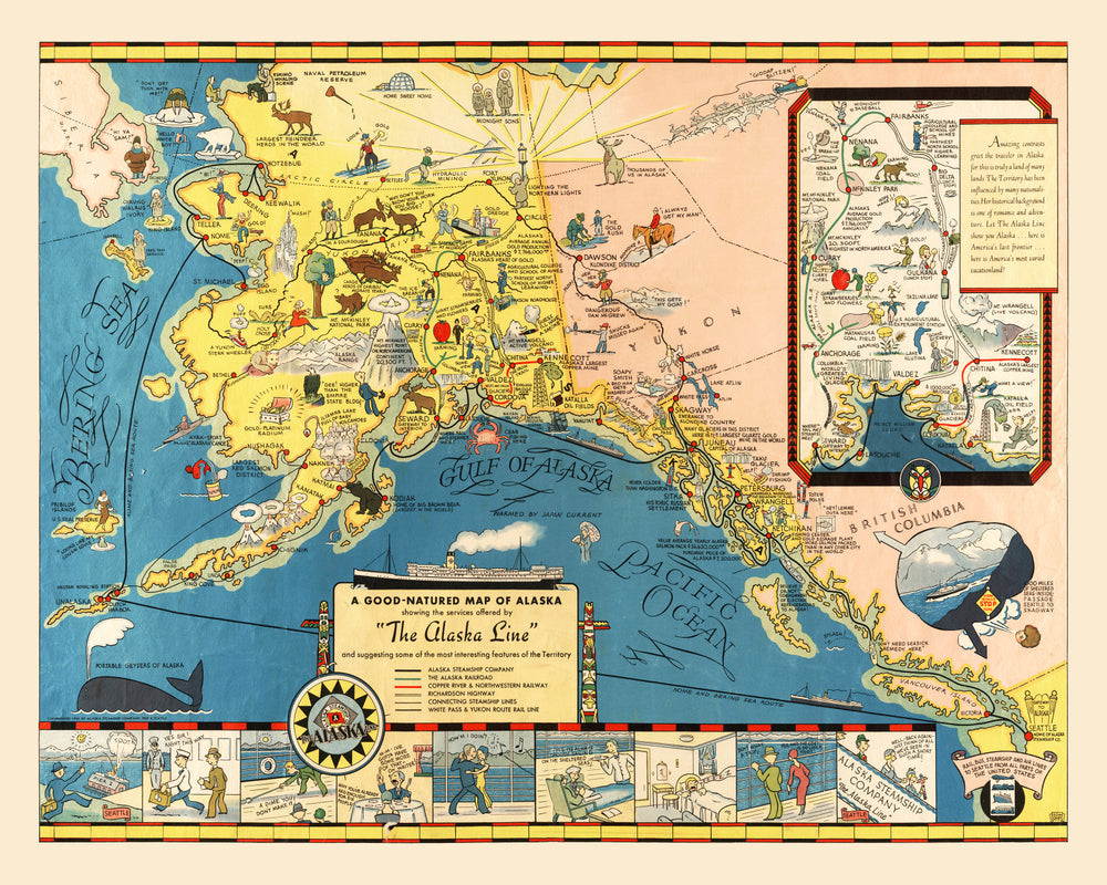 Vintage Map of Alaska 1934 print style example