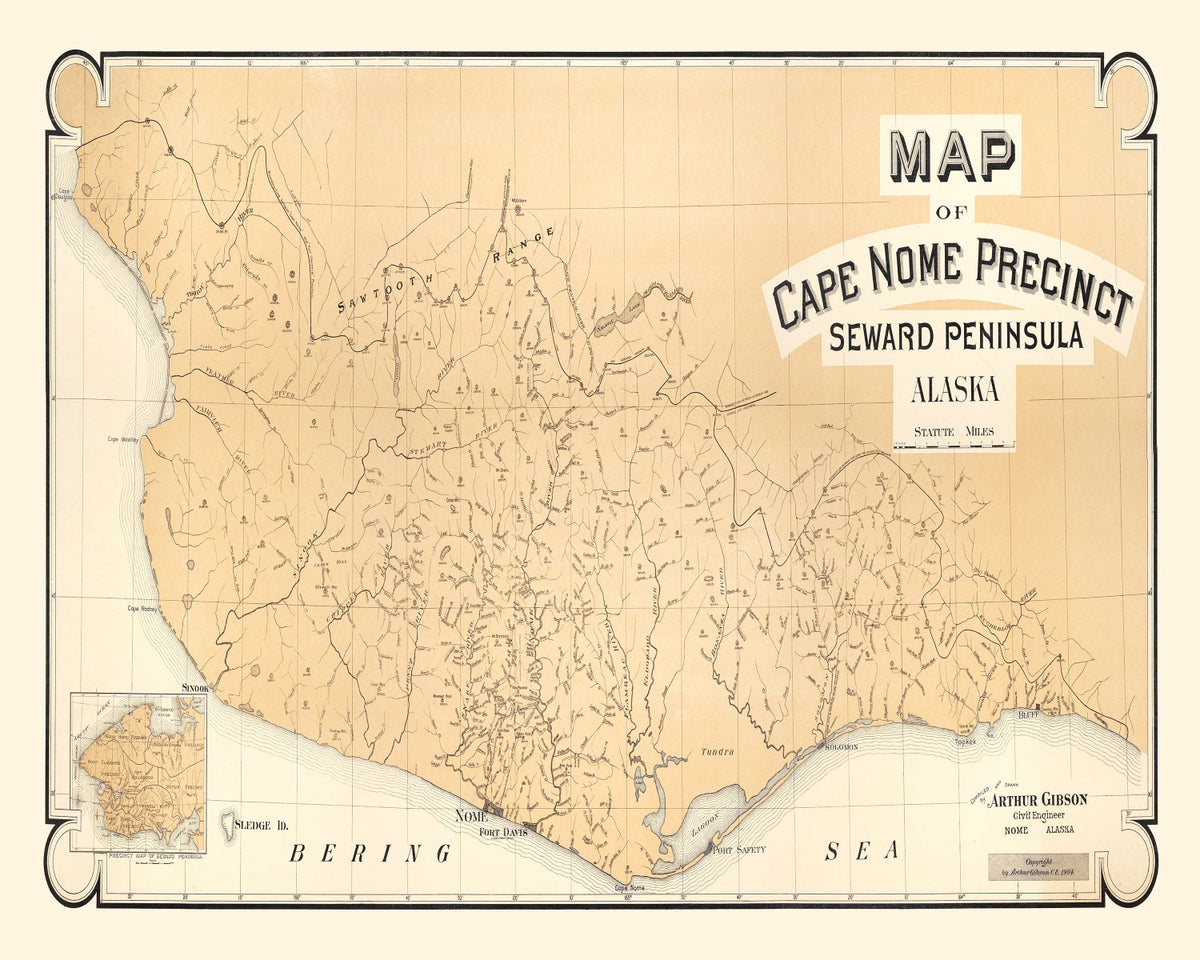 Preview of Vintage Cape Nome Alaska Map 1904