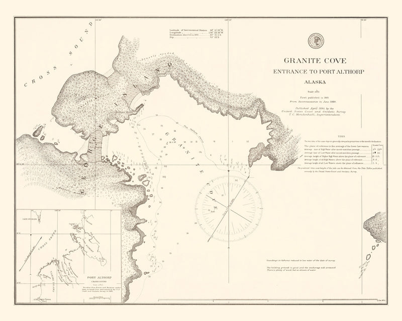 Size comparison using Vintage Granit Cove, Port Althorp, AK Map 1894