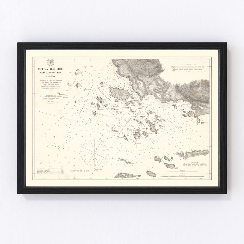 Sitka Harbor Vintage Map 1881