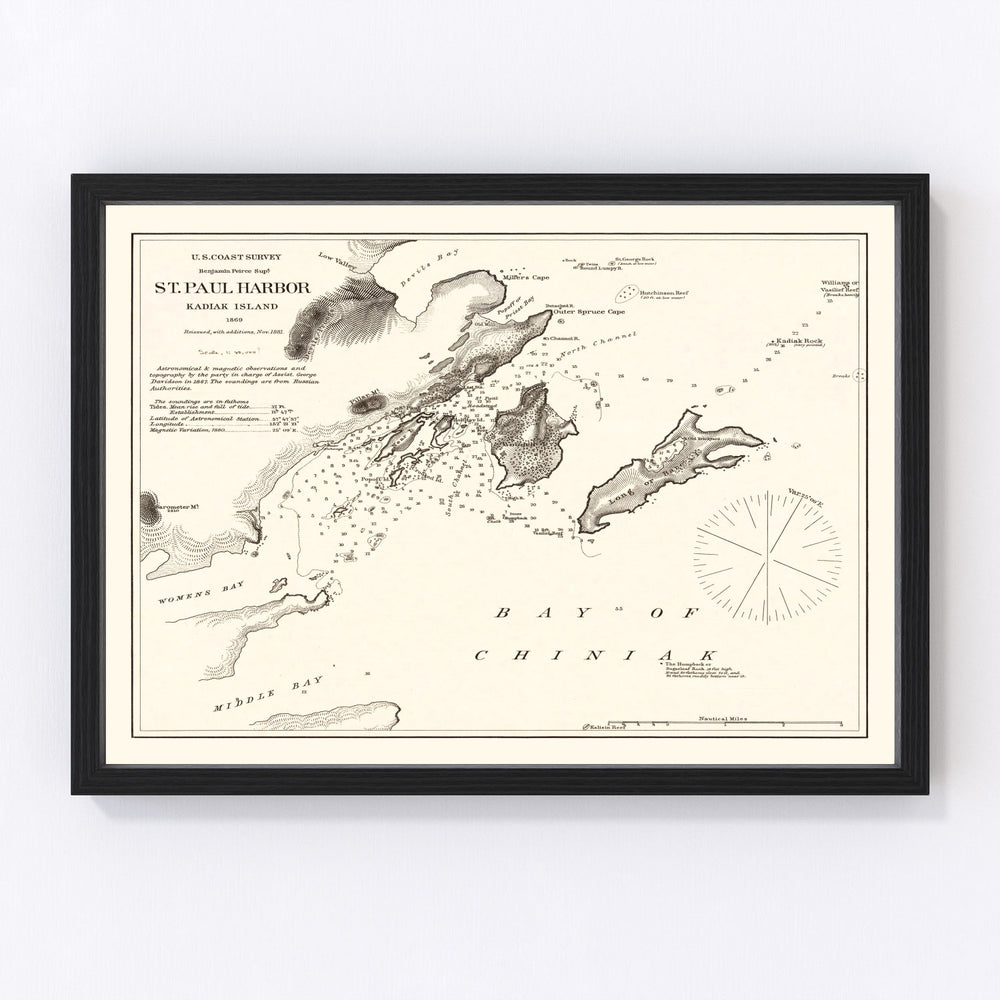 Saint Paul Harbor Vintage Map 1881