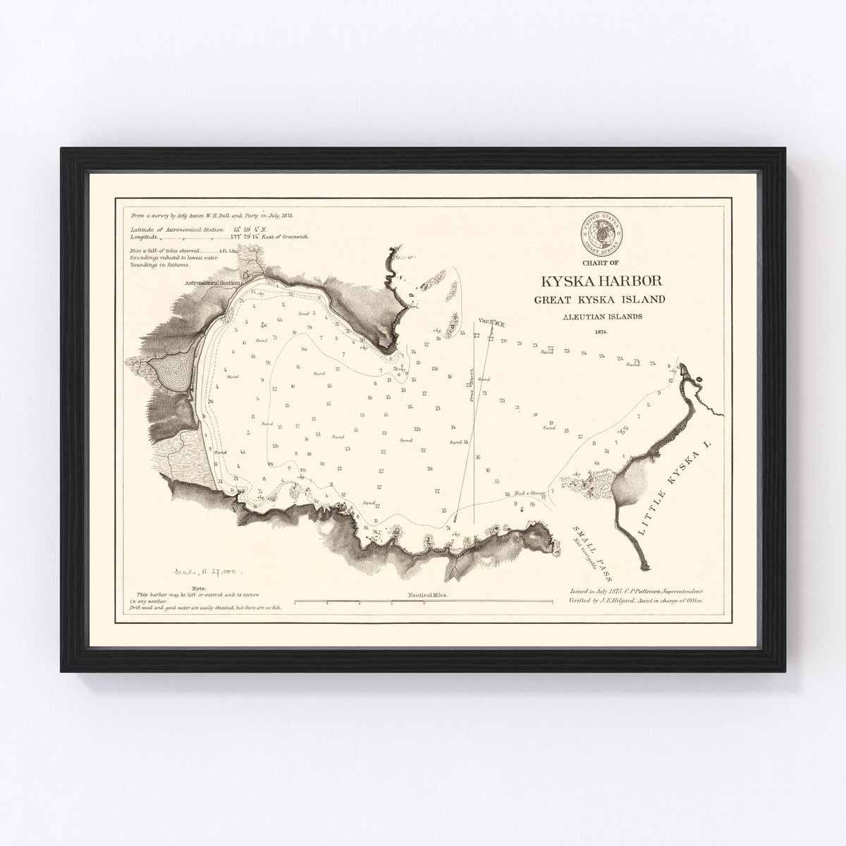 Kyska Harbor Vintage Map 1875