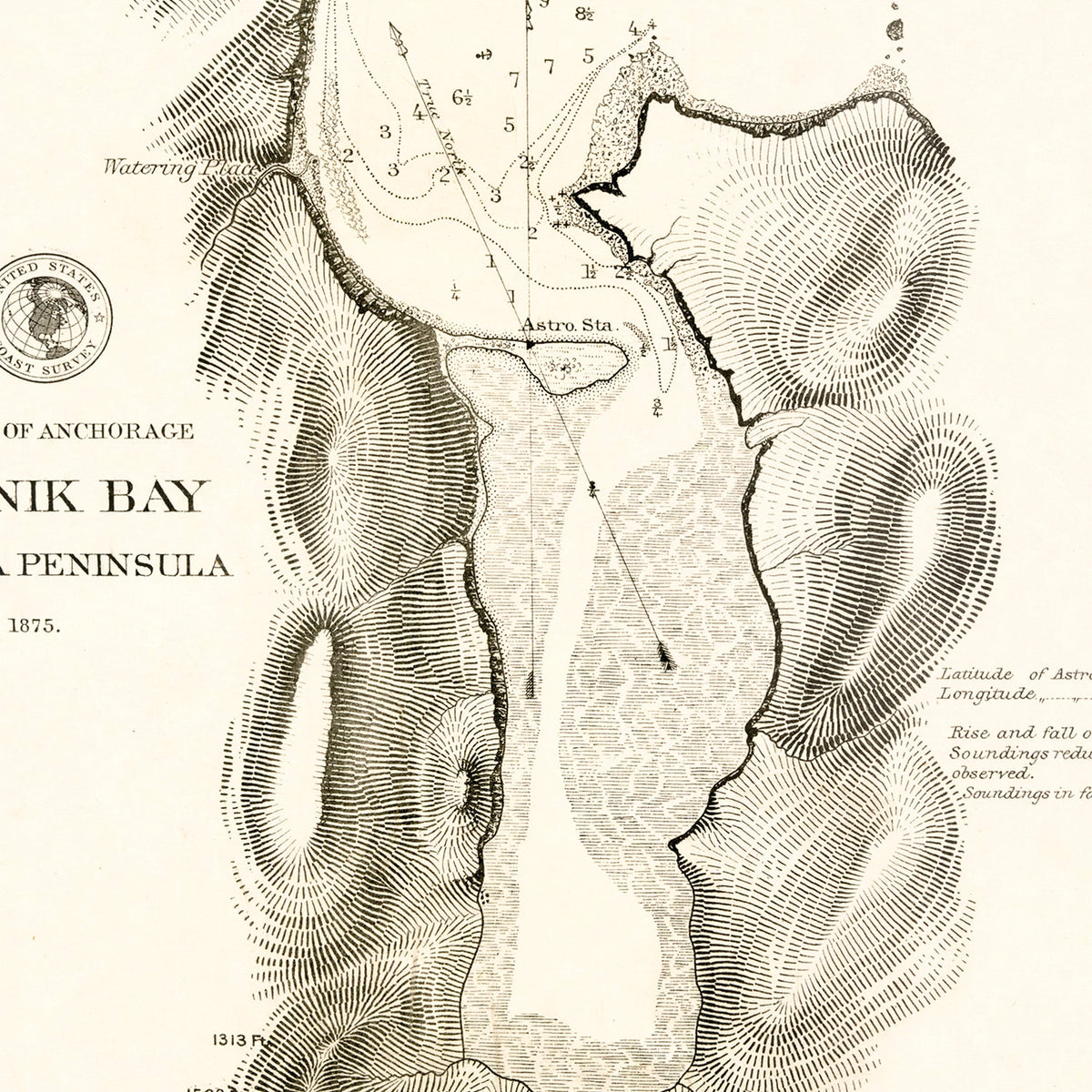 Restored historic details from the 1875 city map of Anchorage, Alaska