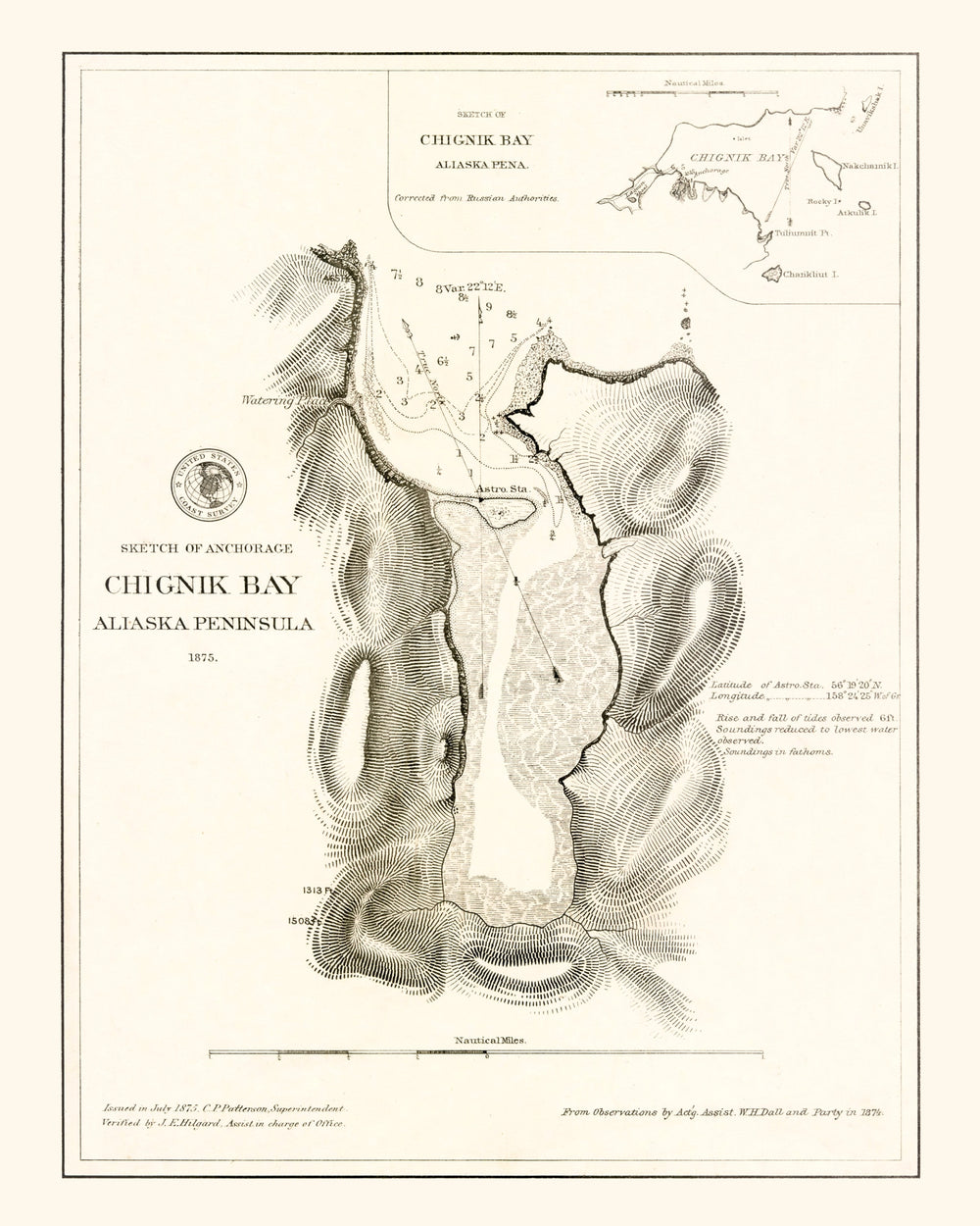 Vintage Map of Anchorage, Alaska 1875 print style example