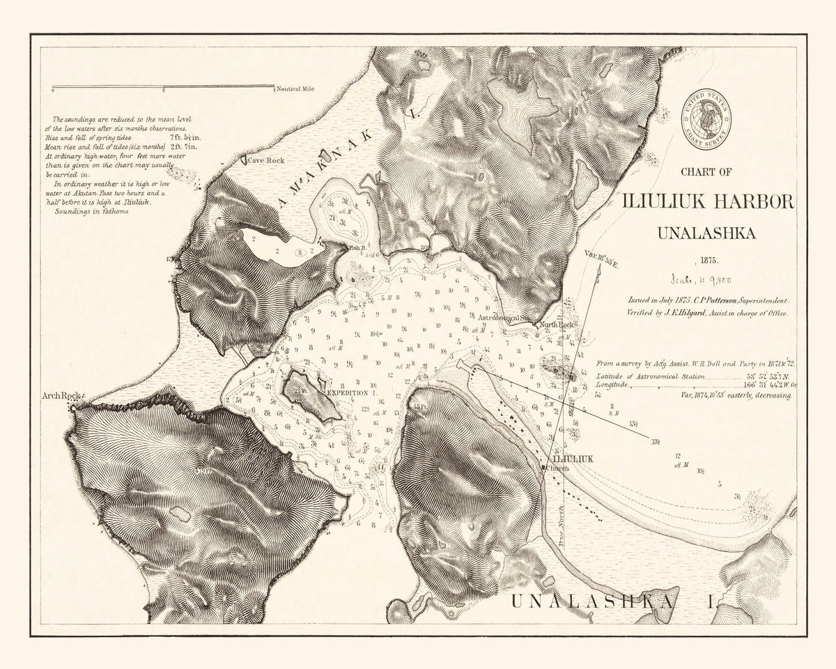 Preview of Vintage Iliuliuk Harbor, Unalashka Map 1875