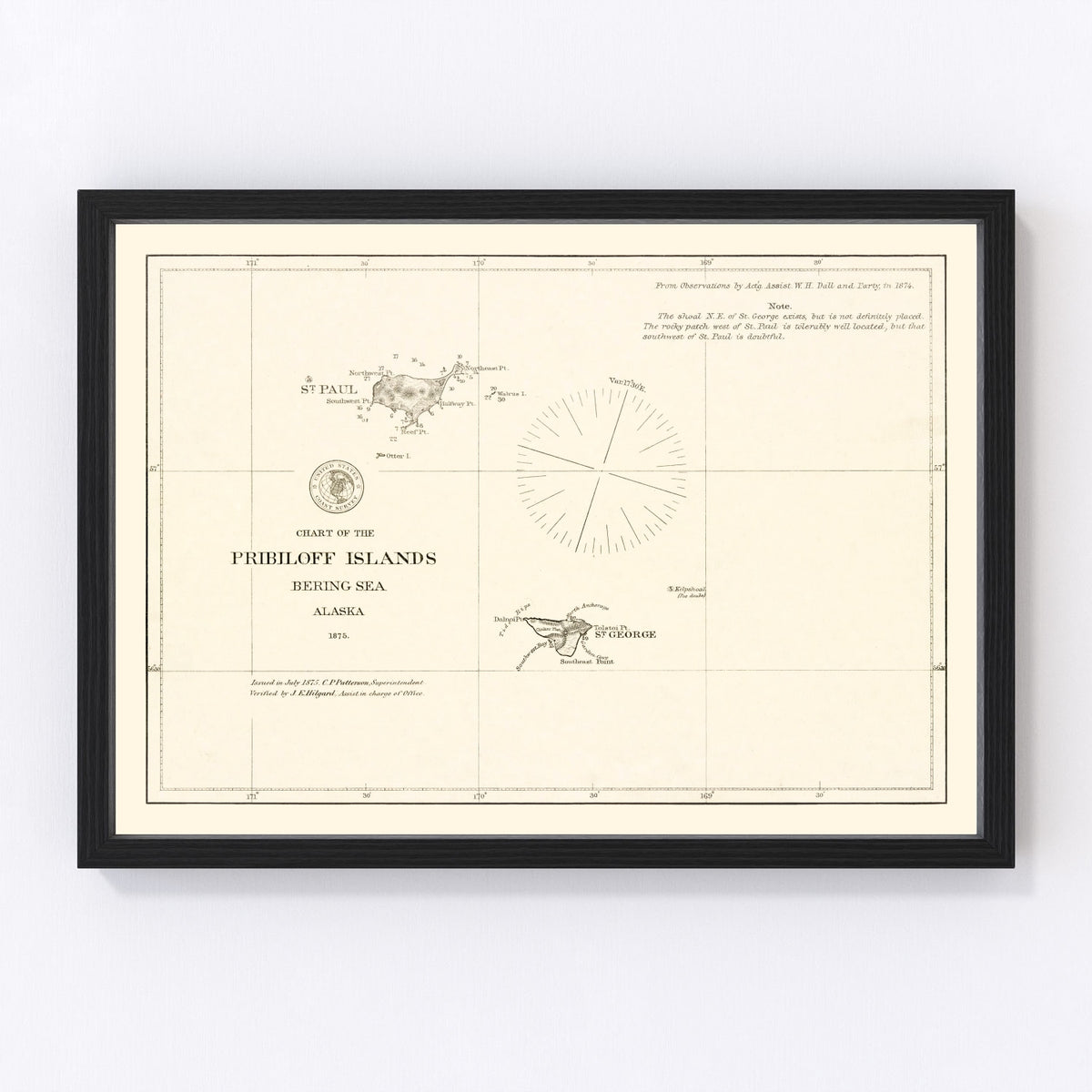 Pribiloff Islands Vintage Map 1875