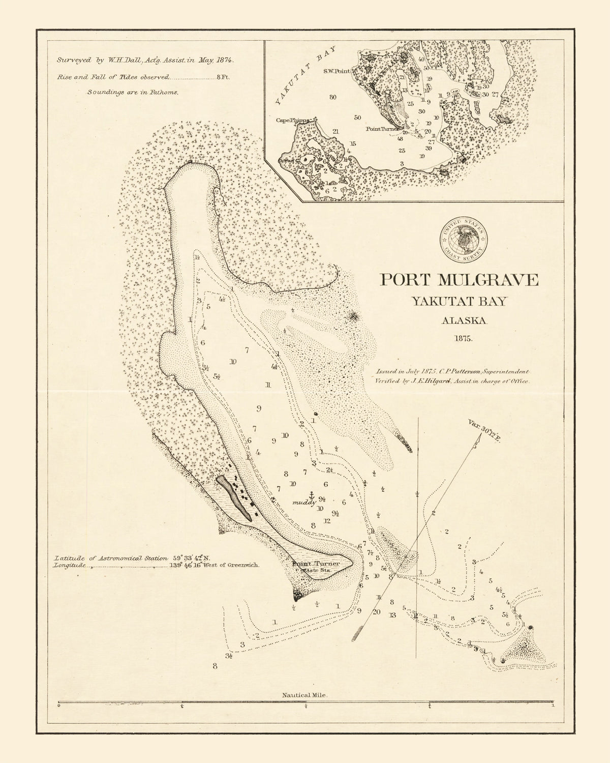 Preview of Vintage Port Mulgrave, Yakutat Bay, AK Map 1875