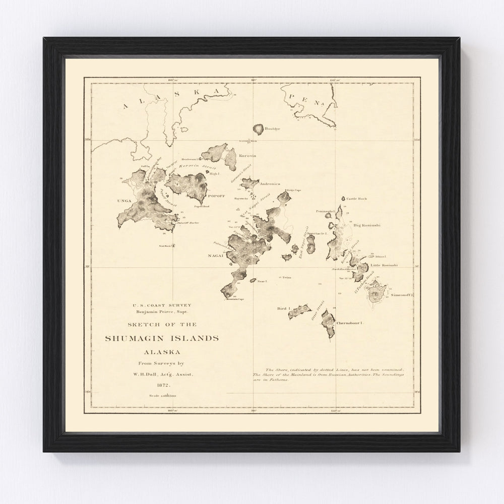 Shumagin Islands Vintage Map 1872
