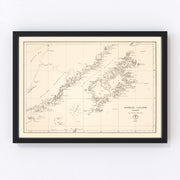 Kodiak Islands Vintage Map 1869