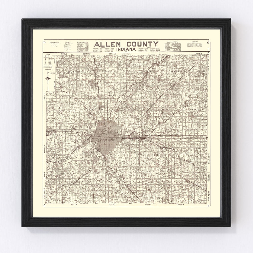 Allen County Vintage Map 1935