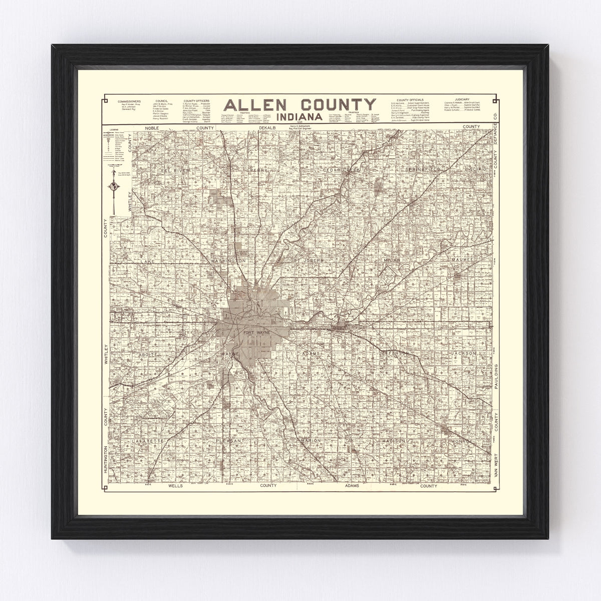 Allen County Vintage Map 1935