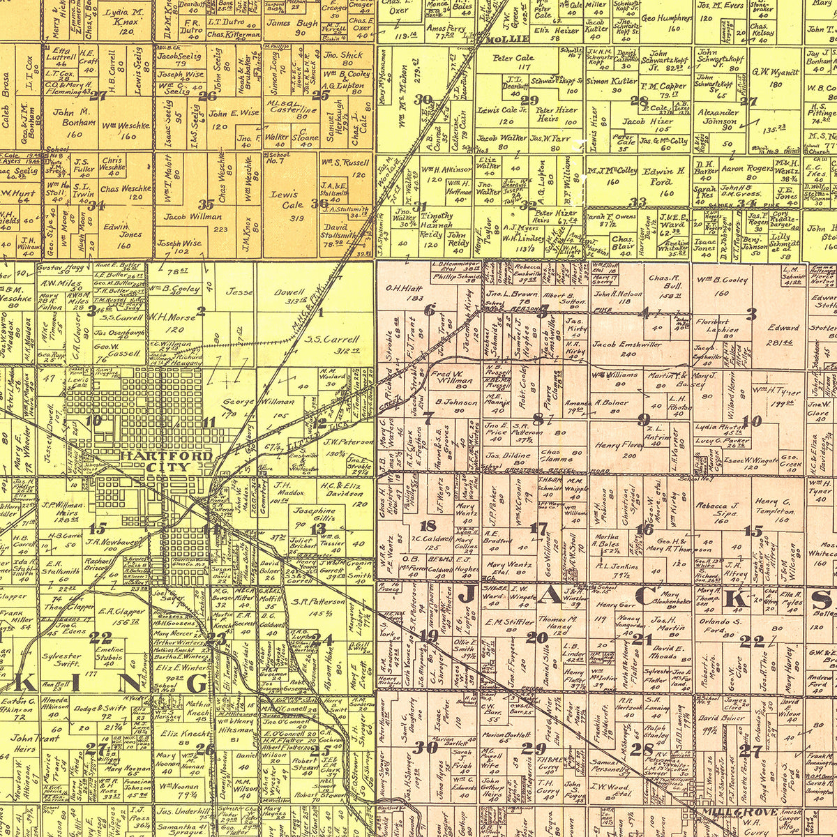 Restored historic details from the 1905 county map of Blackford County, Indiana