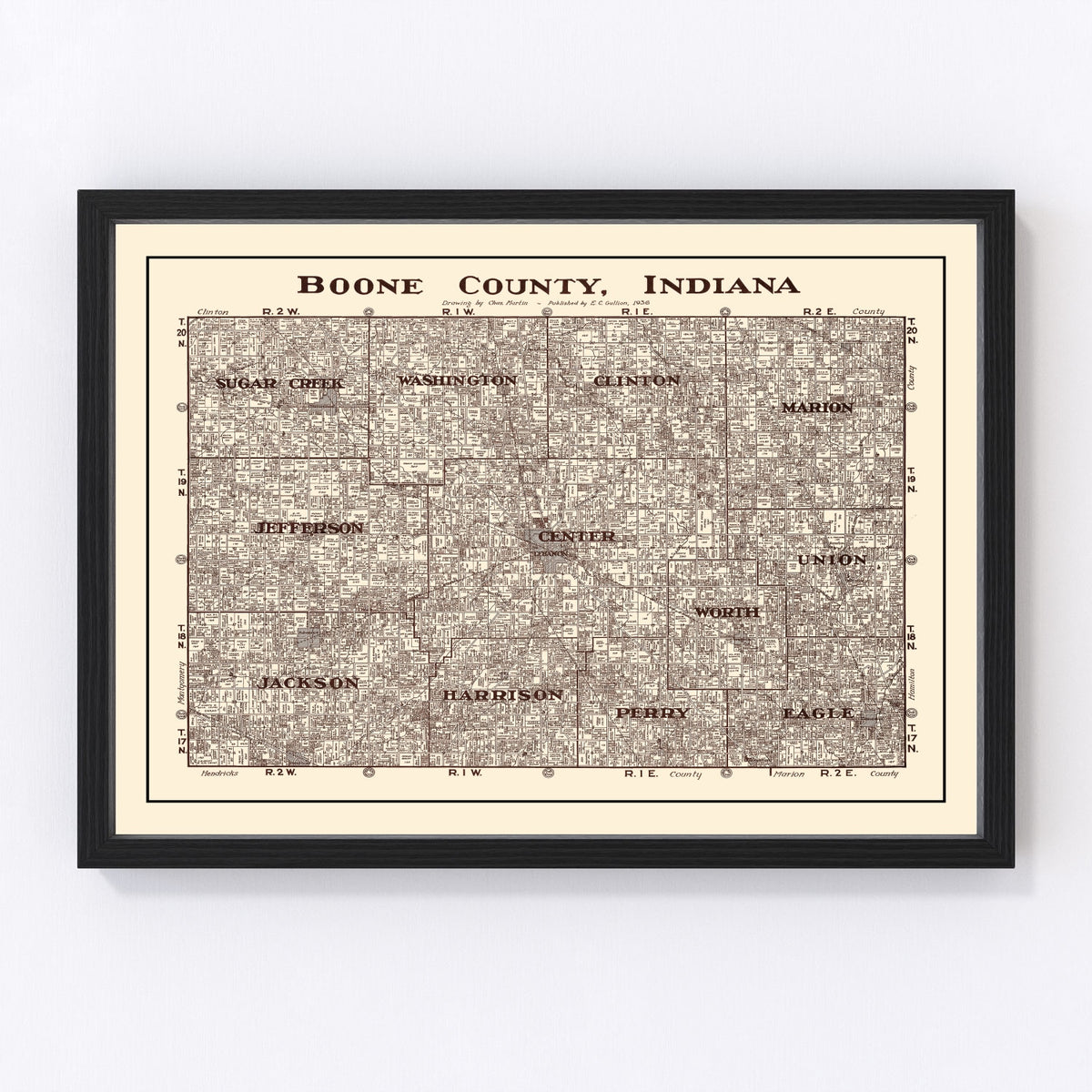 Boone County Vintage Map 1936