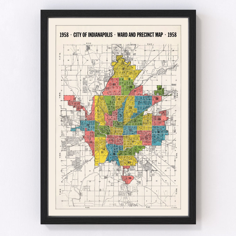 Indianapolis Vintage Map 1958