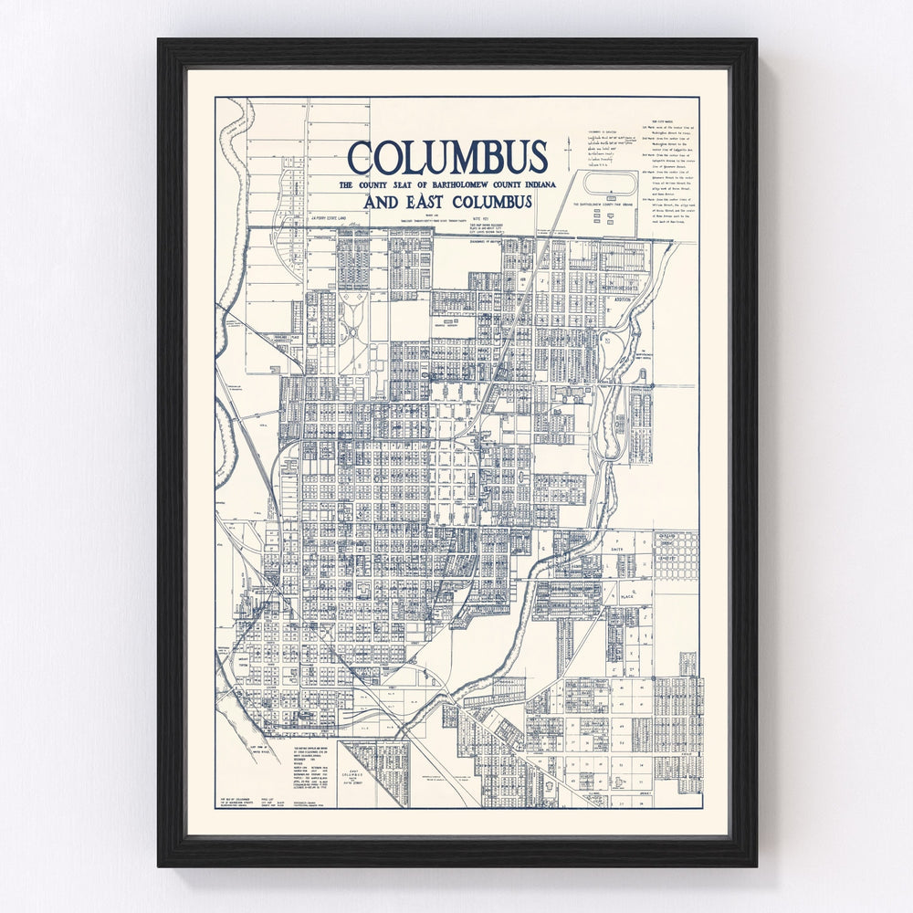 Columbus Vintage Map 1930