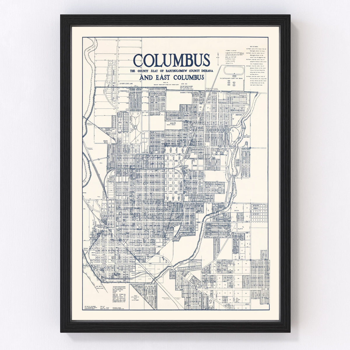Columbus Vintage Map 1930