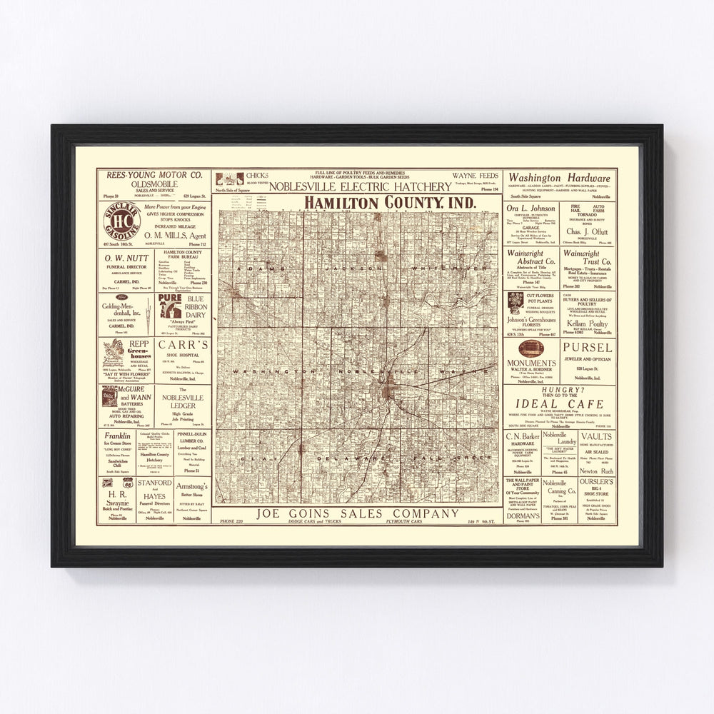 Hamilton County Vintage Map 1919