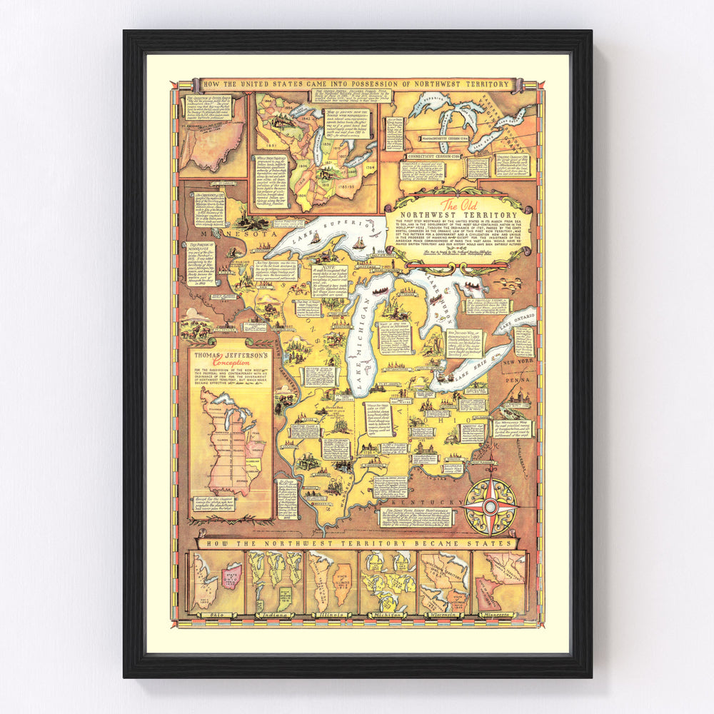 Northwest Territory Vintage Map 1787
