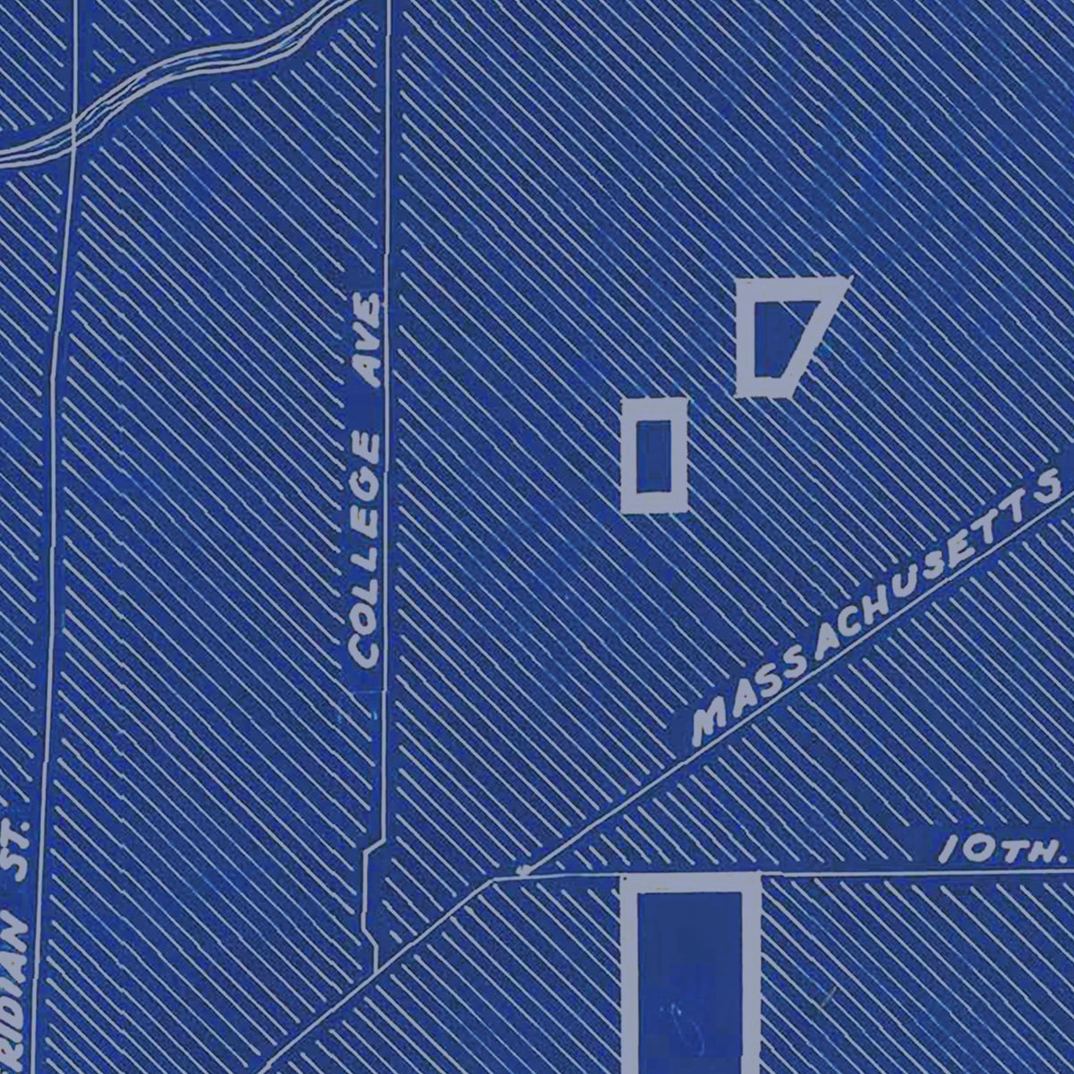 Restored historic details from the 1934 city map of Indianapolis, Indiana
