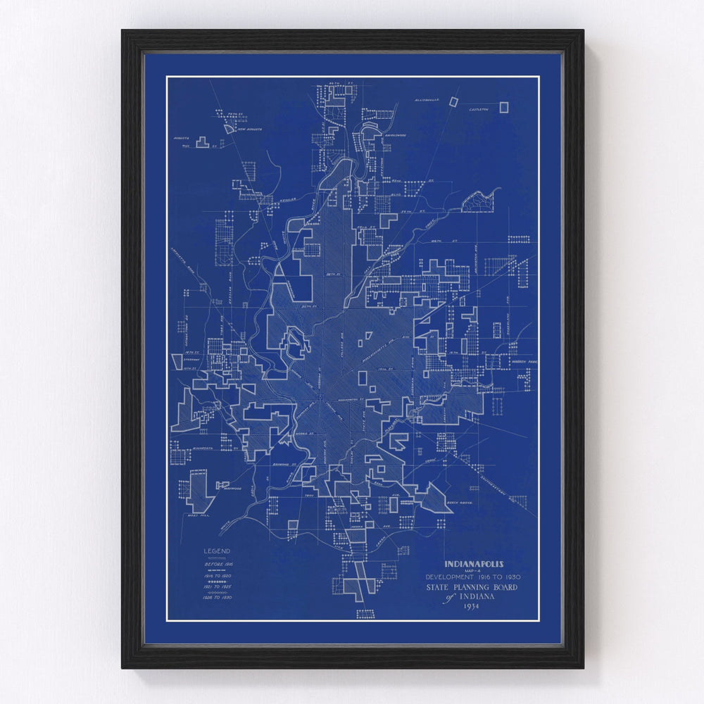 Indianapolis Vintage Map 1934