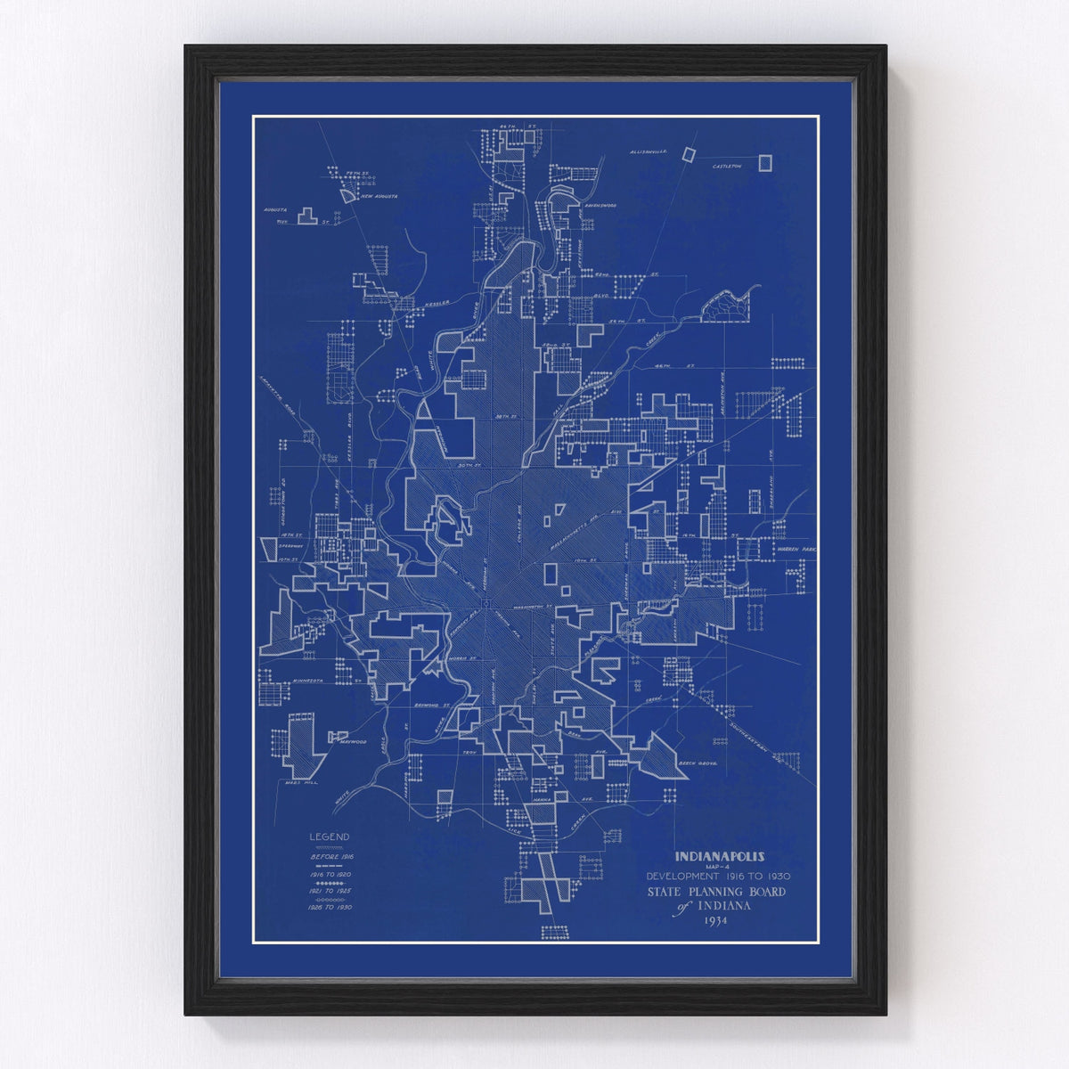 Indianapolis Vintage Map 1934