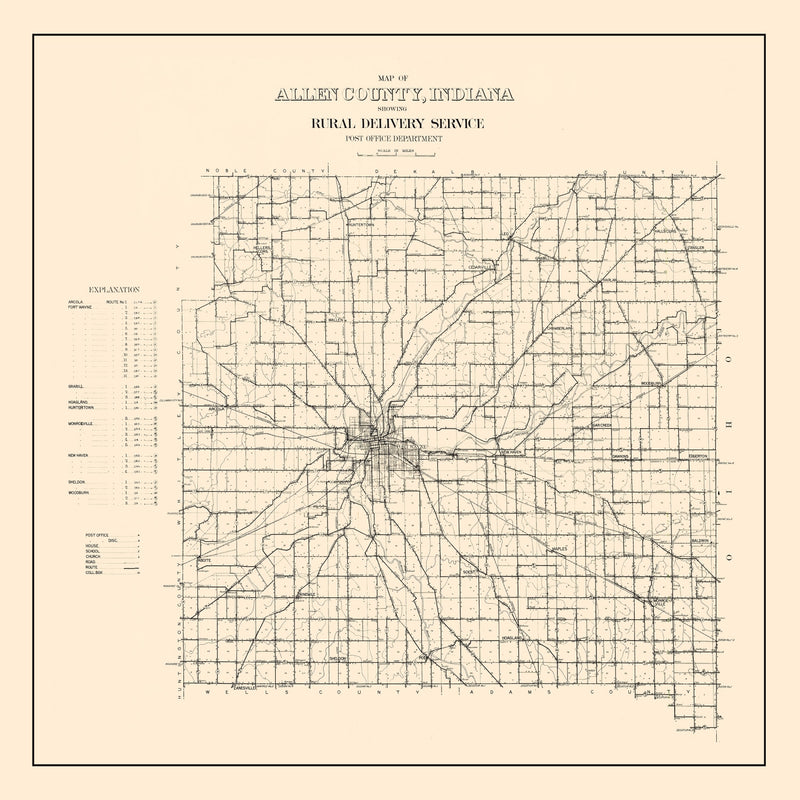 Size comparison using Vintage Map of Allen County, Indiana 1910