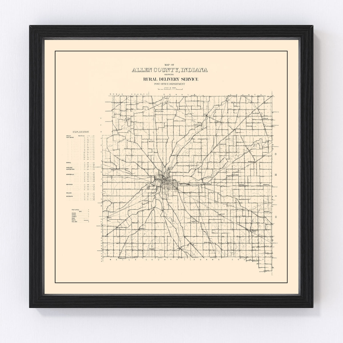 Allen County Vintage Map 1910