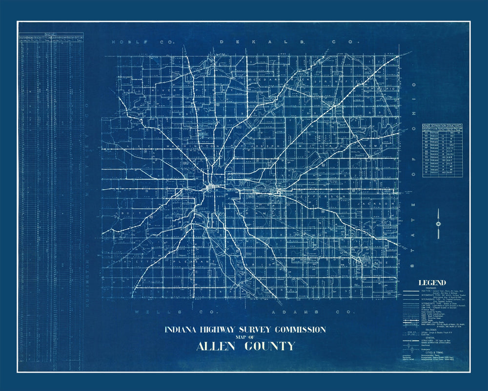 Vintage Map of Allen County, Indiana 1936 print style example