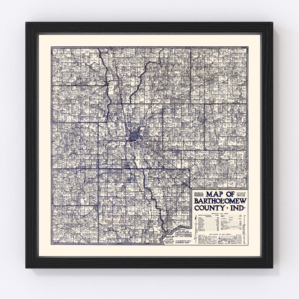 Bartholomew County Vintage Map 1925