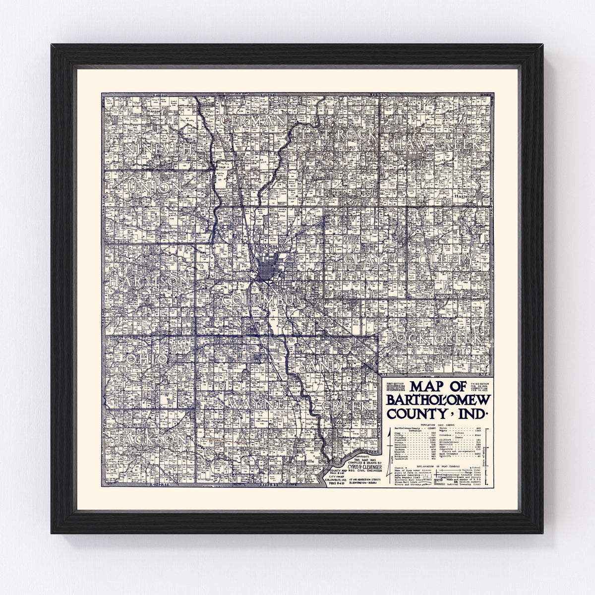 Bartholomew County Vintage Map 1925